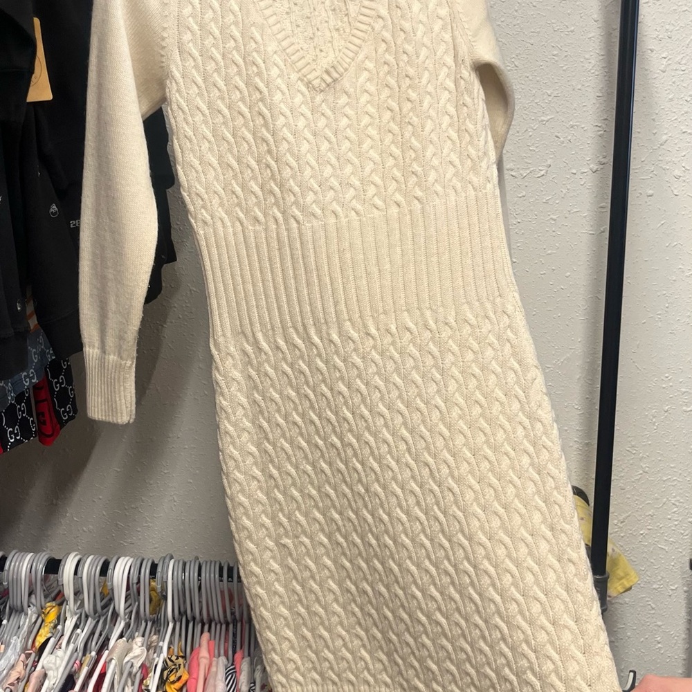 VENUS Cream Cable Knit Sweater Dress